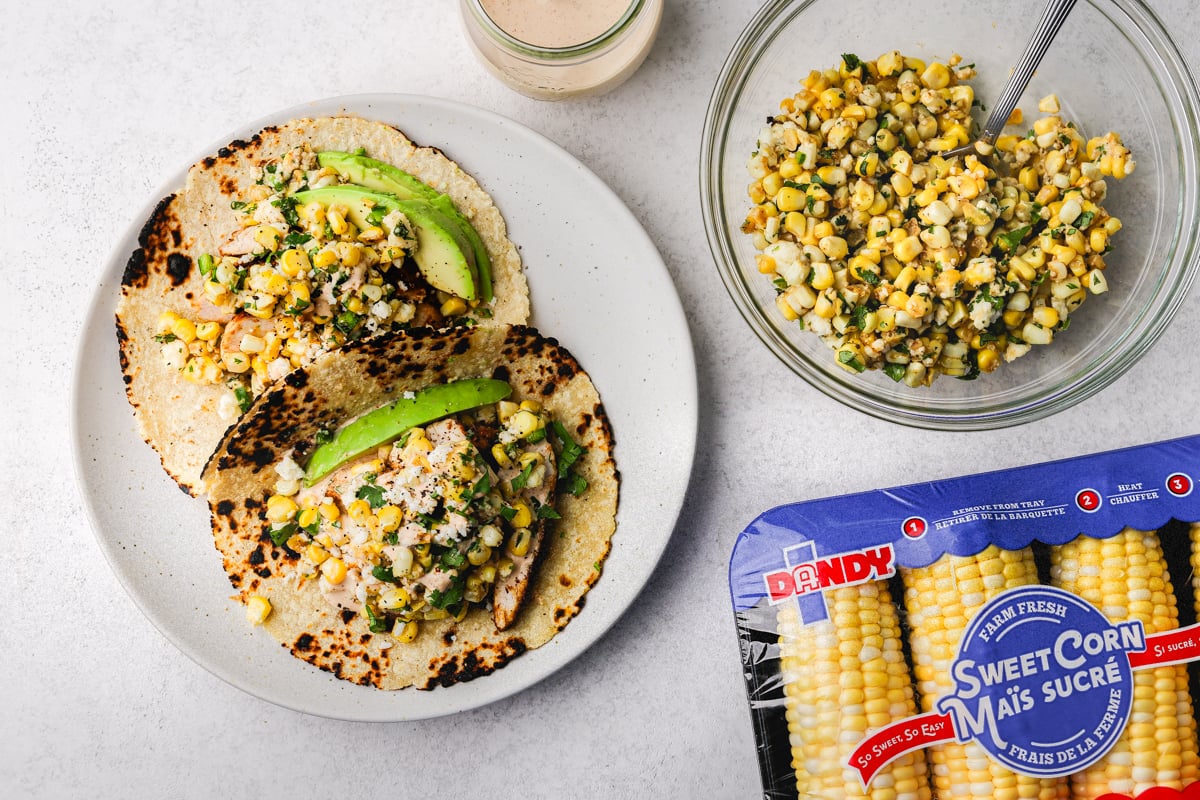 Street Corn Chicken Tacos