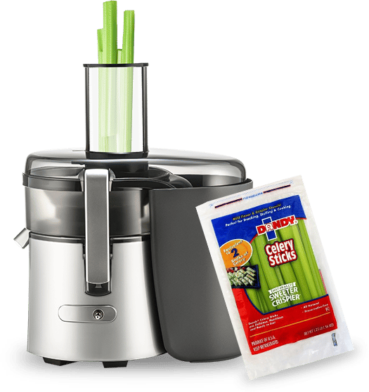 juicer with bag of celery beside it