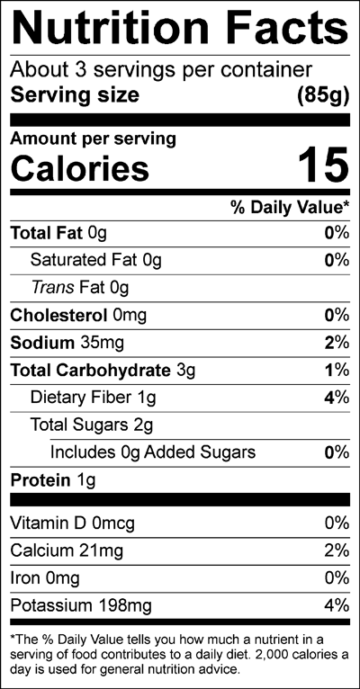 Radish Coins Nutrition Facts