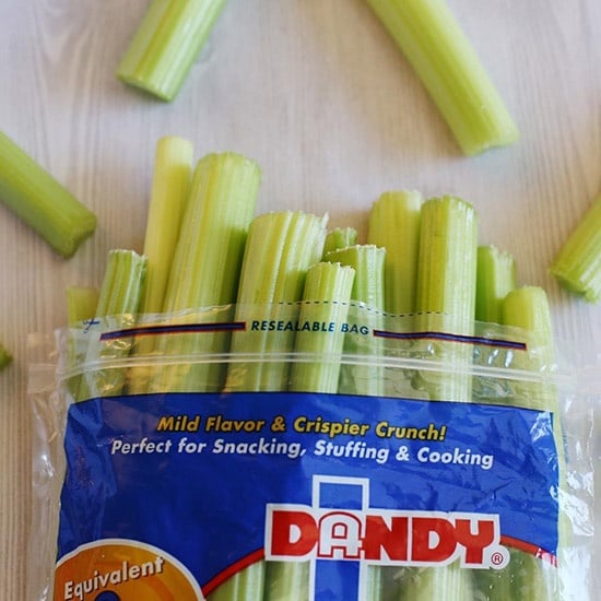 an opened bag of Dandy Celery Sticks