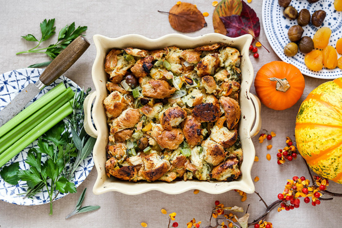 Fennel & Fresh Herb Stuffing with Chestnuts and Apricots
