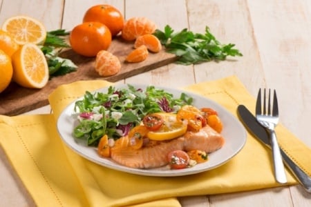 Roasted Citrus Salmon with Blistered Clementine Salsa