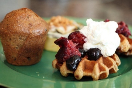 Belgian Waffles with Clementine Compote