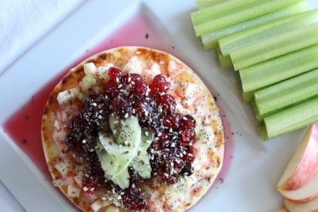 Warm Brie with Dandy Celery, Apples, Cranberries and Seeds