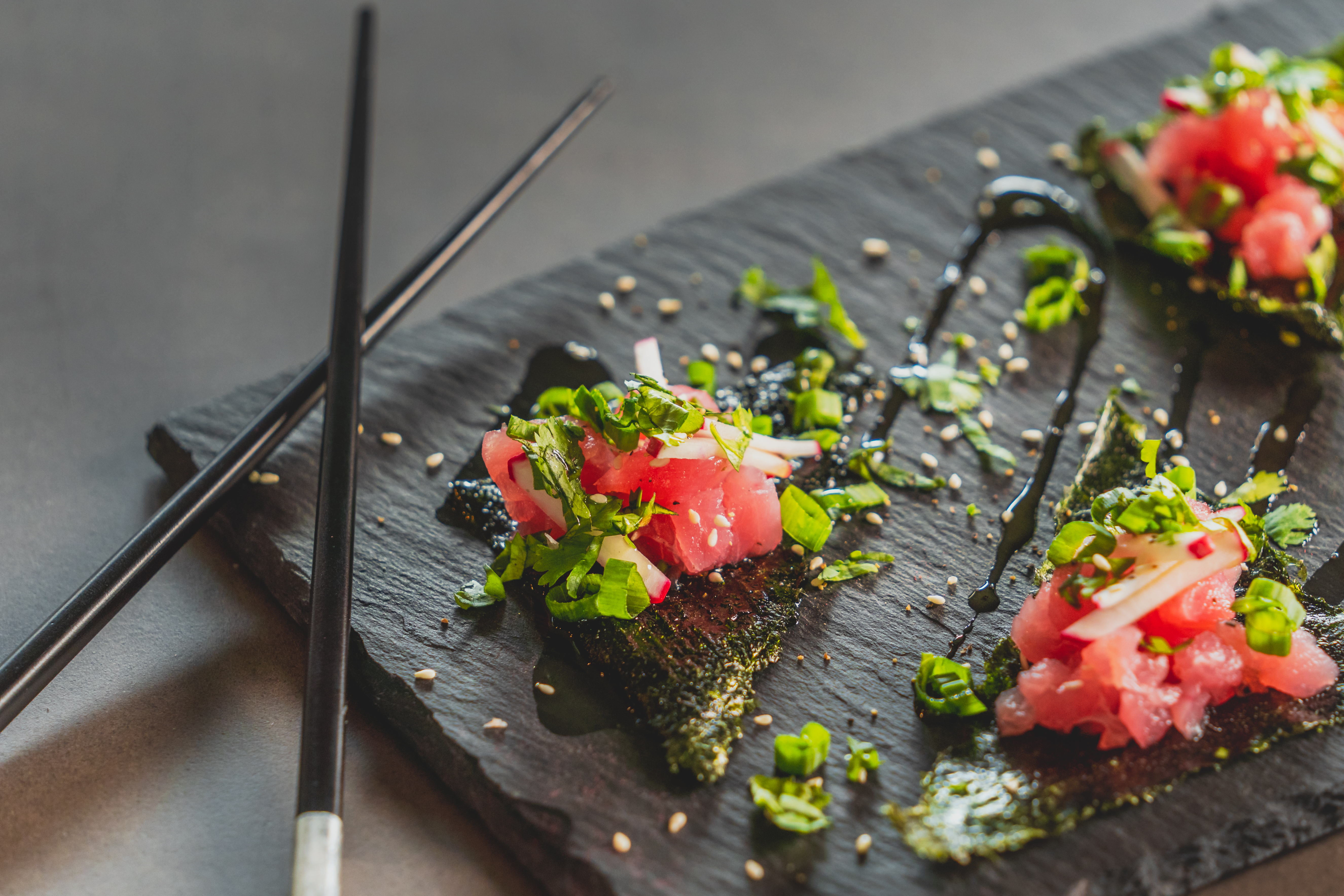 Ahi Tuna with Dandy Radish &amp; Black Garlic Salad