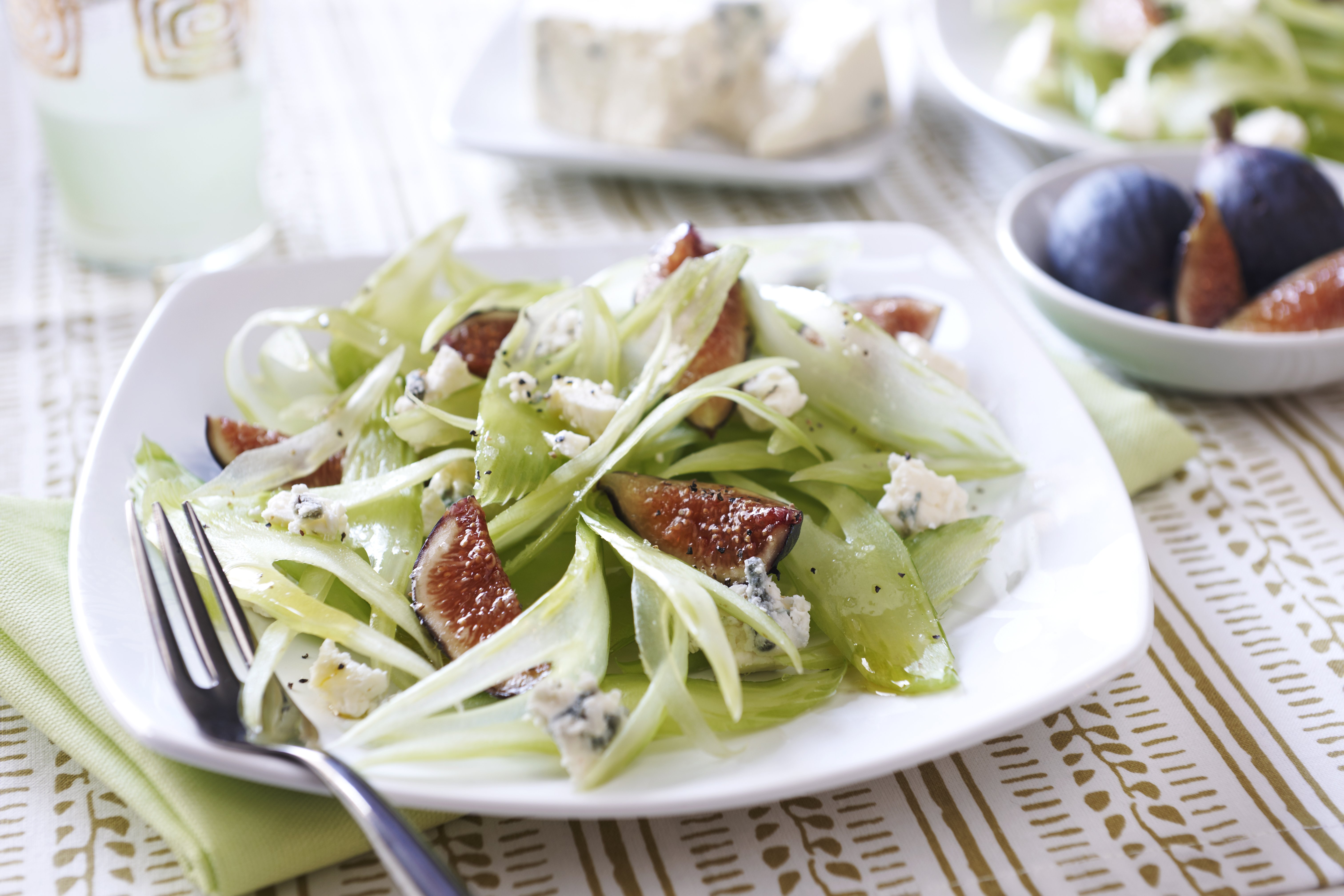Festive Celery Salad with Figs &amp; Gorgonzola Cheese