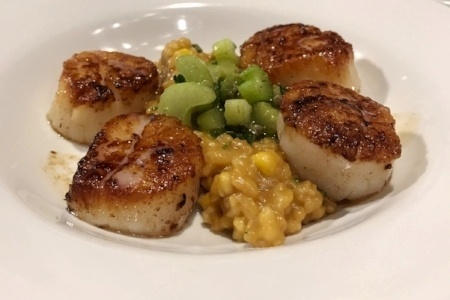 Dandy Sweet Corn Risotto and Scallops