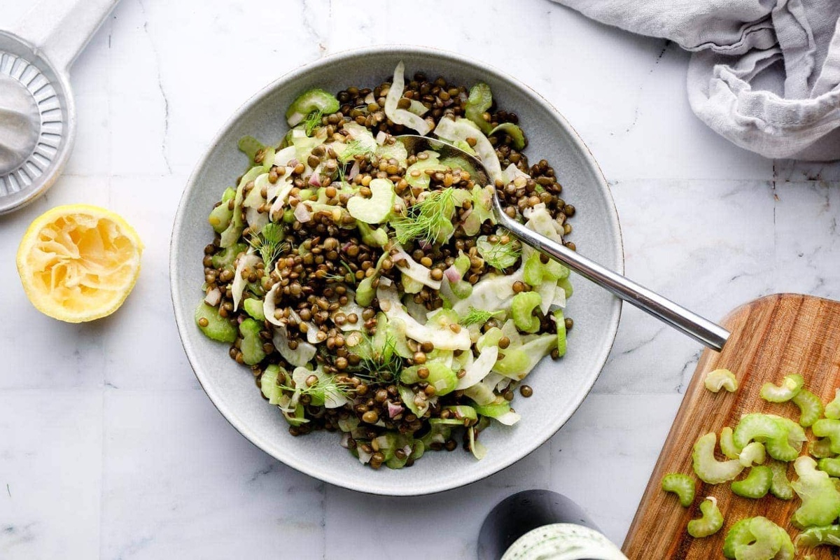 Lentil Salad With Shaved Celery And Fennel