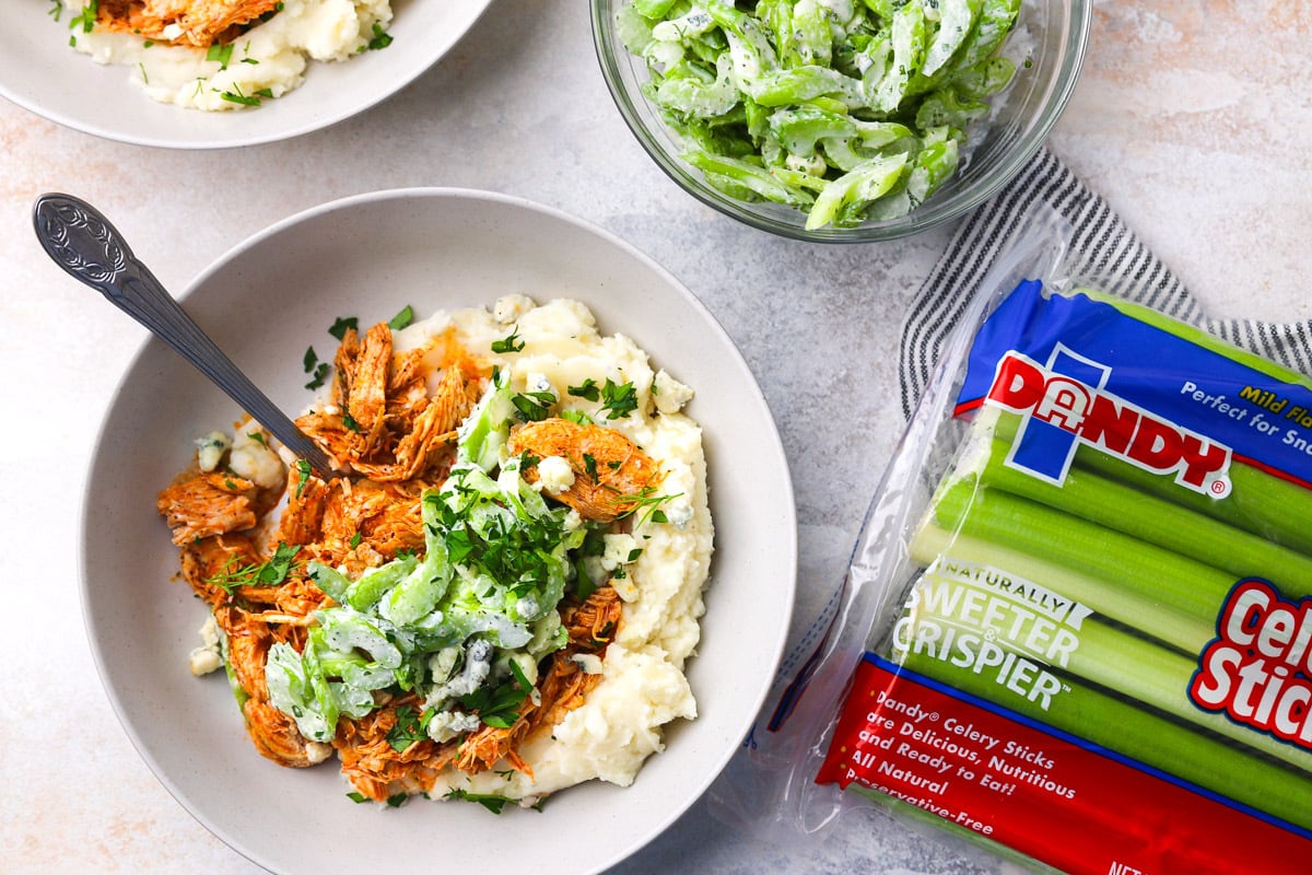 buffalo chicken mashed potato bowl