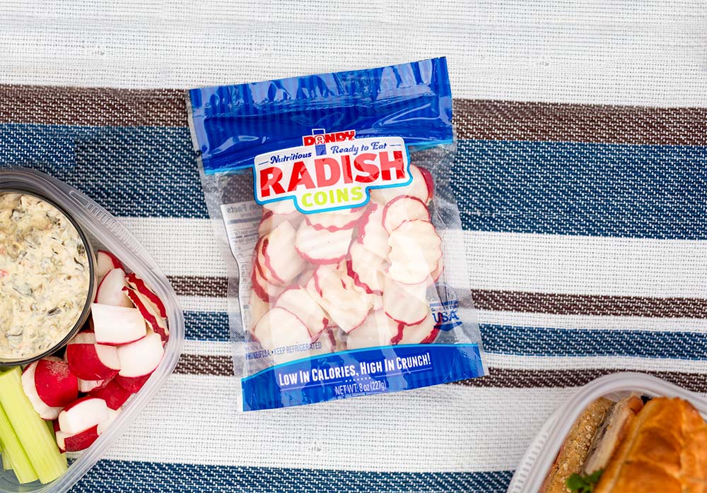 picture of Ready Radishes packaging on a table