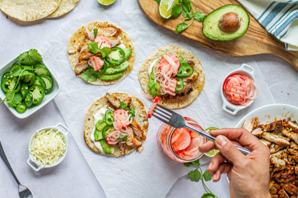 Margarita Chicken Tacos & Pickled Radishes